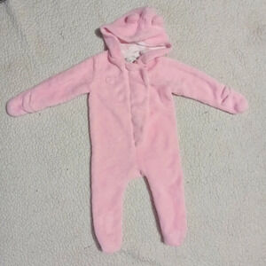 5 for $10 Quiltex Pink Bear Soft & Thick Fooded Suit 3-6m